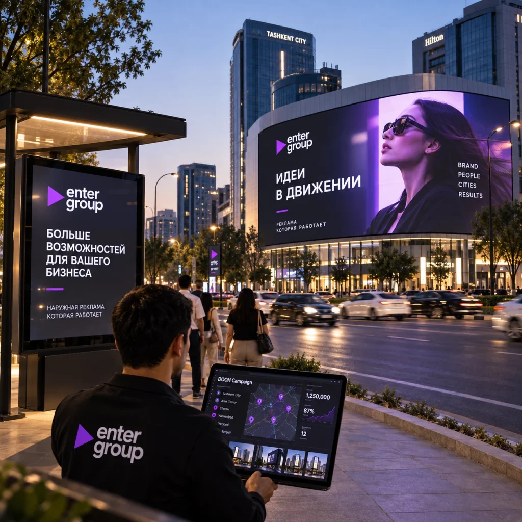 Цифровая наружная реклама (DOOH) в Ташкенте: как запустить рекламу на LED-экранах без переплат